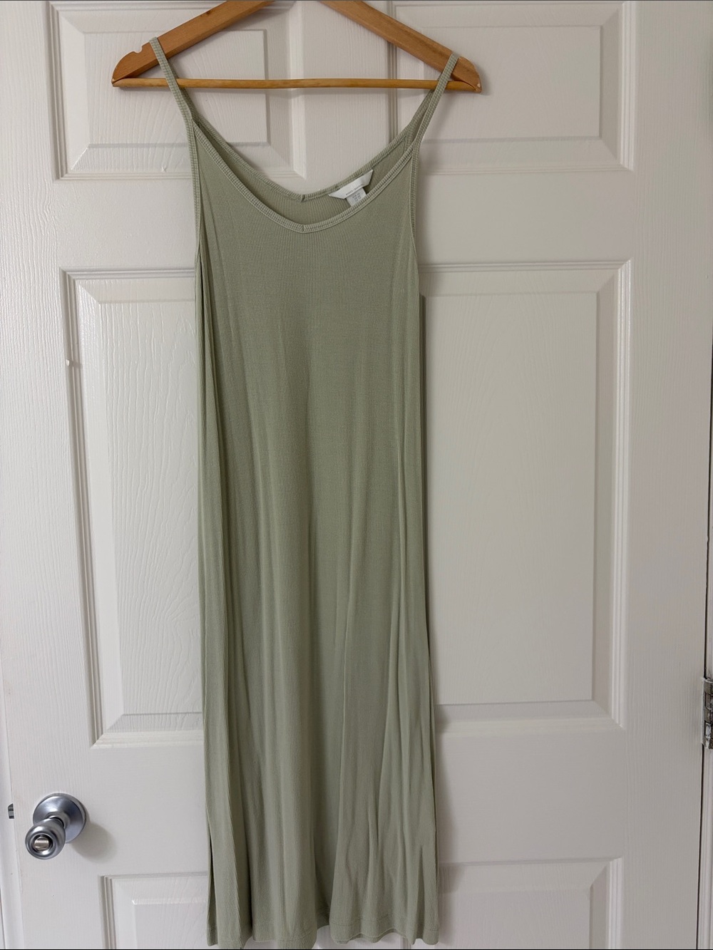 H&M Sage Green Maxi Slip Dress with Spaghetti Straps